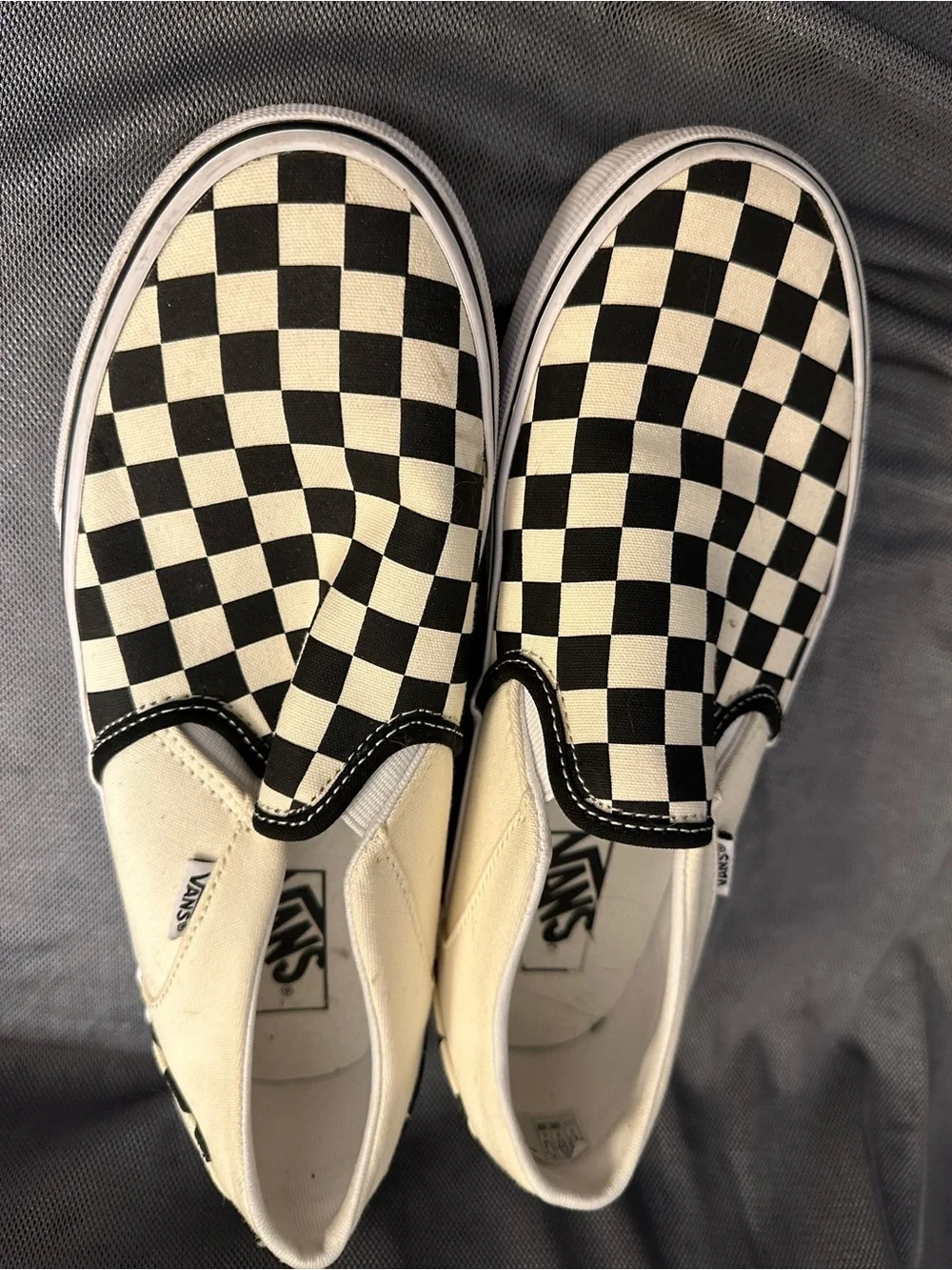 Vans Women's Black and White Checkerboard Slip-On Sneakers